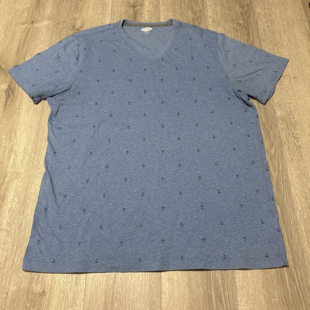Old Navy Soft-Washed Blue Anchor Print T-Shirt Men’s XL Short Sleeve
